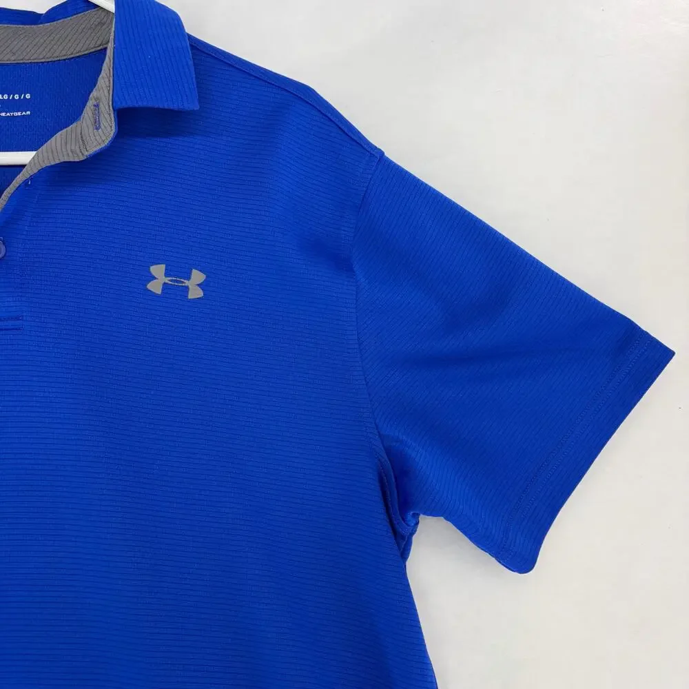 Under Armour HeatGear Mens Golf Polo Shirt Royal Blue Large - Picture 7 of 14